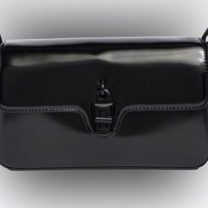 Rebecca Minkoff Love Too Shoulder Bag Shiny Black Turnlock Chain Strap NWT